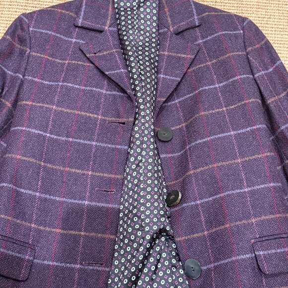 Holland & Sherry Royal Bespoke Purple Wool Blazer Size 4 - Picture 6 of 6